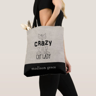 Tote Bag Dame du Crazy Cat
