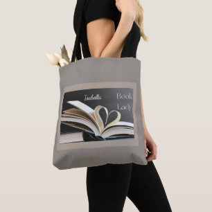 Tote Bag Dame du Livre, Cadeau Personnalisé de Lecture pour