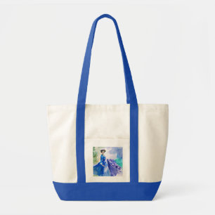 Tote Bag Dame en Robe Bleue - Peinture aquarelle