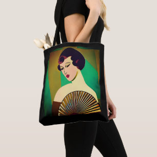 Tote Bag Dame moderne Art déco avec ventilateur