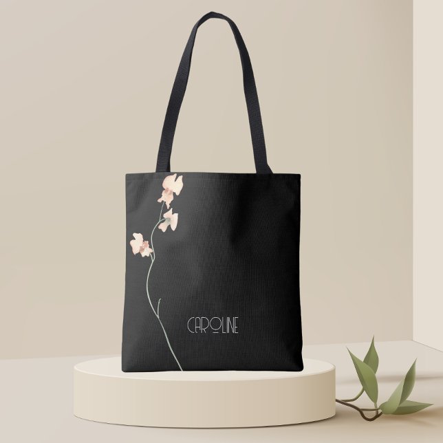 Tote Bag Dames Élégant Noir Floral Boho Mignon (Créateur téléchargé)