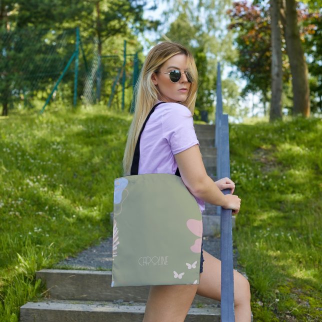 Tote Bag Dames Élégant Vert Bohème Mignon  (Créateur téléchargé)