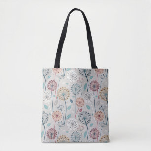 Tote Bag Dandelion Whimsical - Rouge, Jaune, Blanc & Turquo