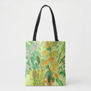 Tote Bag Dandelions Cerisier Cerisier Fleurs d'été Art Flor