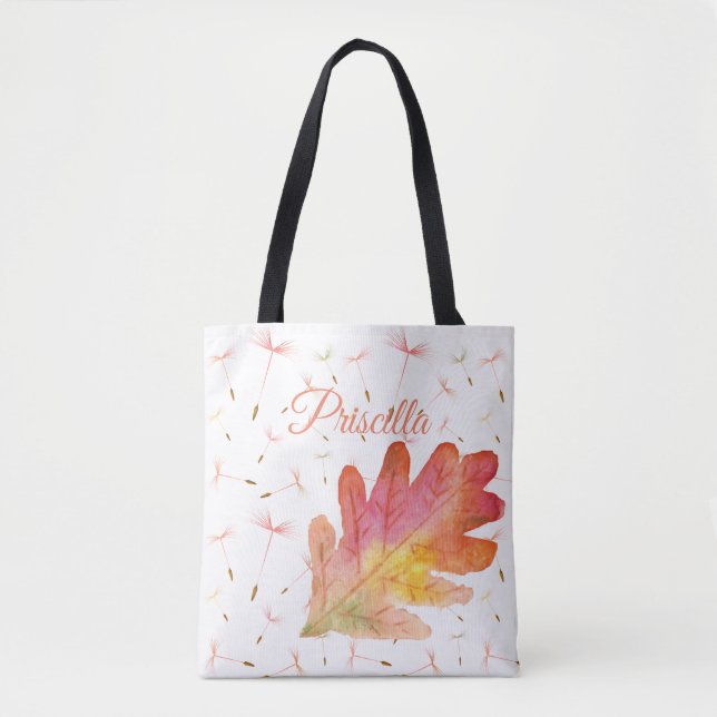 Tote Bag Dandelions délicats et feuilles d'automne (Devant)
