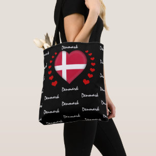 Tote Bag Danemark Drapeau & Coeur, Danois Drapeau mode / sp