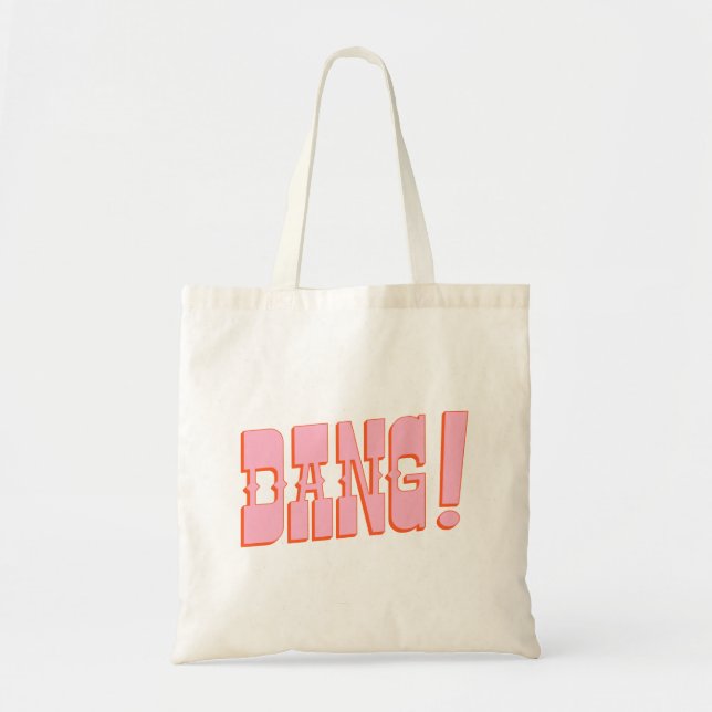 Tote Bag DANG ! (police western saloon, couleurs rétro mod) (Devant)