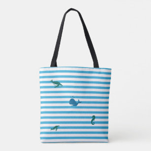 Tote Bag Dans l'océan, rayures de plage
