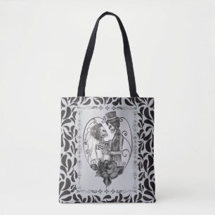 Tote Bag Danse de mariage de couple d'amoureux squelettes