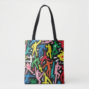 Tote Bag Danser des gens, doodle set motif.