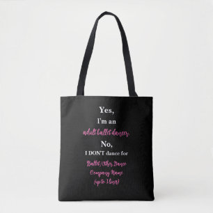 Tote Bag Danseur de ballet Adulte Texte rose/blanc chaud