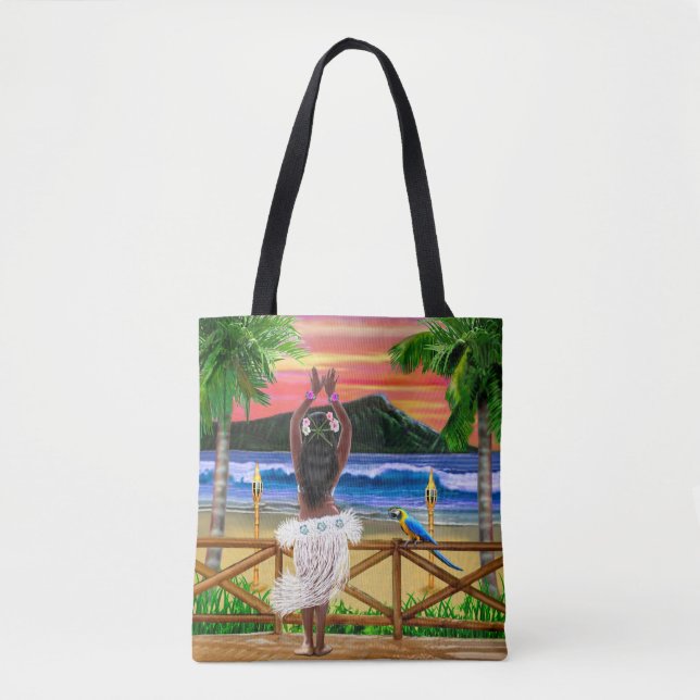Tote Bag Danseur hawaïen de danse polynésienne de coucher (Devant)