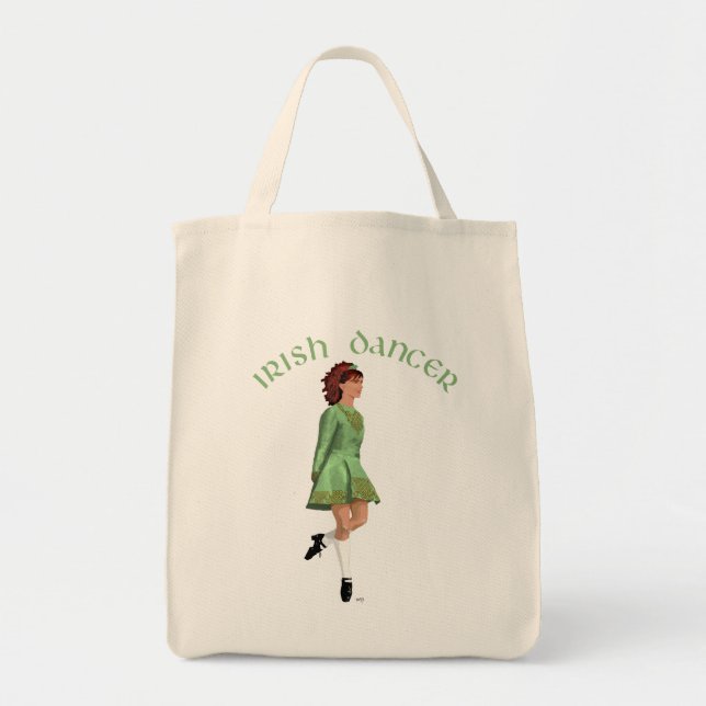 Tote Bag Danseuse de step irlandais - Vert (Devant)