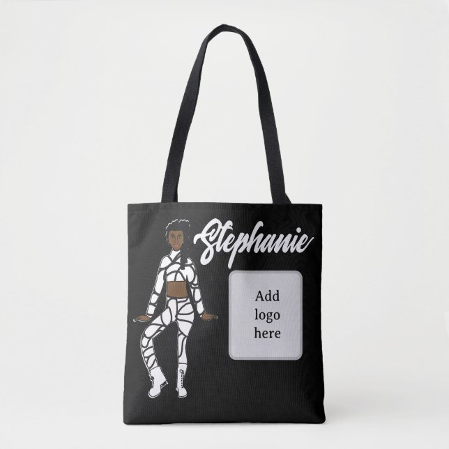 Tote Bag Danseuse personnalisée Fourre-tout (noir blanc) (Devant)
