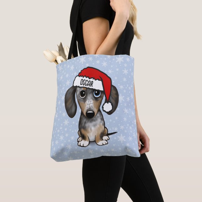 Tote Bag Dappy Dachshund Père Noël Cute Wiener Dog (De près)