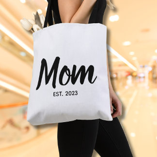 Tote Bag Date d'arrivée de Maman Texte personnalisé Script