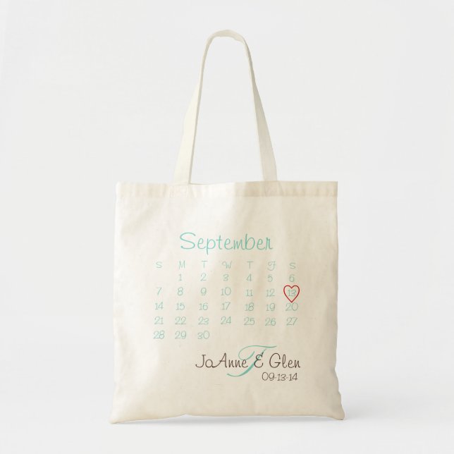 Tote Bag Date de mariage Fourre-tout (Devant)