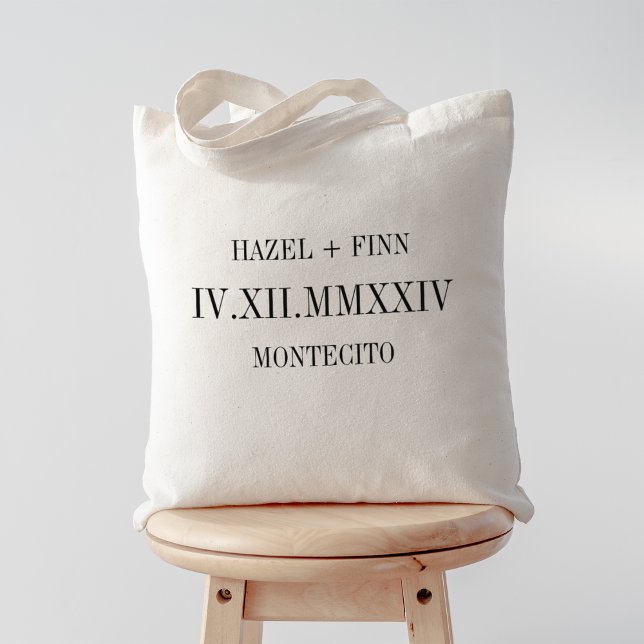 Tote Bag Date, Noms et Mariage de la ville (Créateur téléchargé)