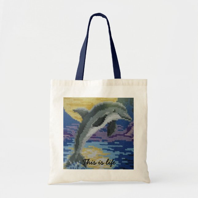 Tote Bag Dauphin à la pleine lune (Devant)
