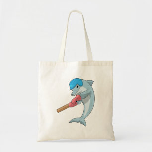 Tote Bag Dauphin au cricket avec chauve-souris de cricket