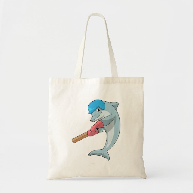 Tote Bag Dauphin au cricket avec chauve-souris de cricket (Devant)