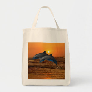 Tote Bag Dauphin de Bottlenose au coucher du soleil