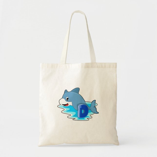 Tote Bag Dauphin en natation avec lettre (Devant)