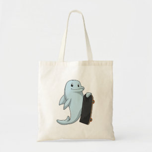 Tote Bag Dauphin en patinage avec skateboard