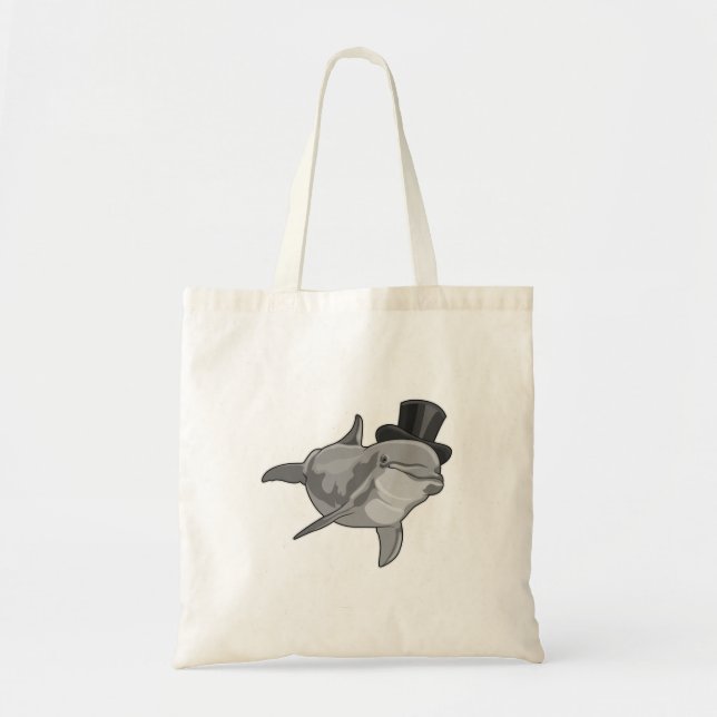 Tote Bag Dauphin en tant que Gentleman avec chapeau supérie (Devant)