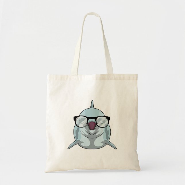 Tote Bag Dauphin Nerd avec lunettes (Devant)