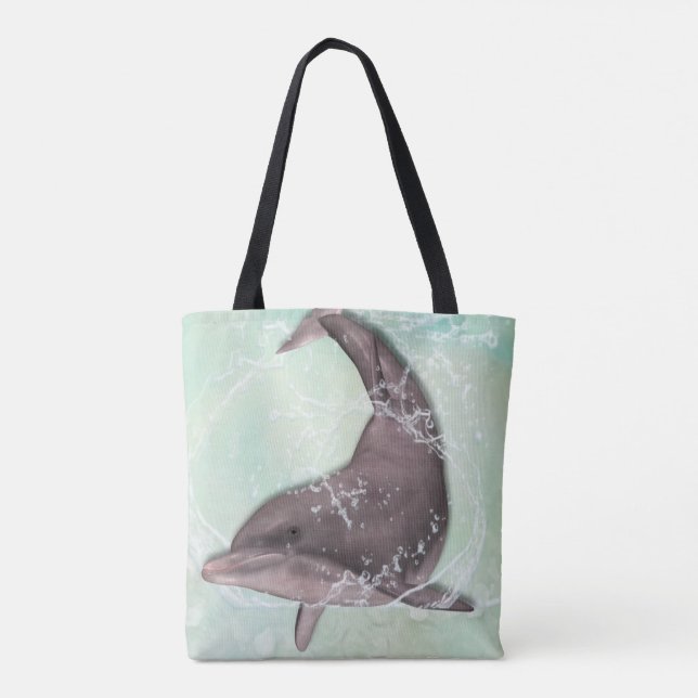 Tote Bag Dauphin se balançant dans l'eau verte Cool (Dos)