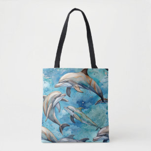 Tote Bag Dauphins nageant dans la mer