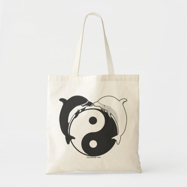 Tote Bag Dauphins Yin Yang Noir/Blanc (Devant)