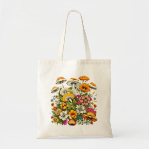 Tote Bag De Belles Fleurs Et Champignons