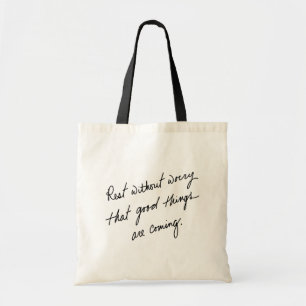 Tote Bag De bonnes choses arrivent, écriture manuscrite, In