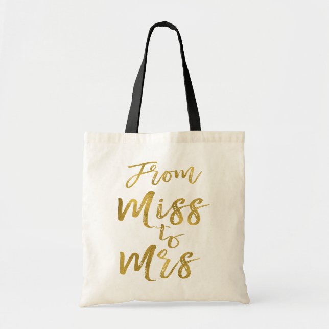 Tote Bag De Miss à Mme Fête des mariées Party Gold Foil (Devant)