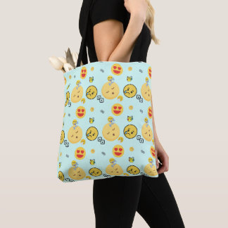 Tote Bag "De nombreux types de Funy Emoji sur l'Arrière - p