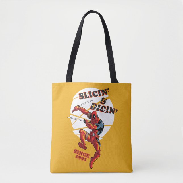 Tote Bag Deadpool | Slicin' & Dicin' depuis 1991 (Devant)