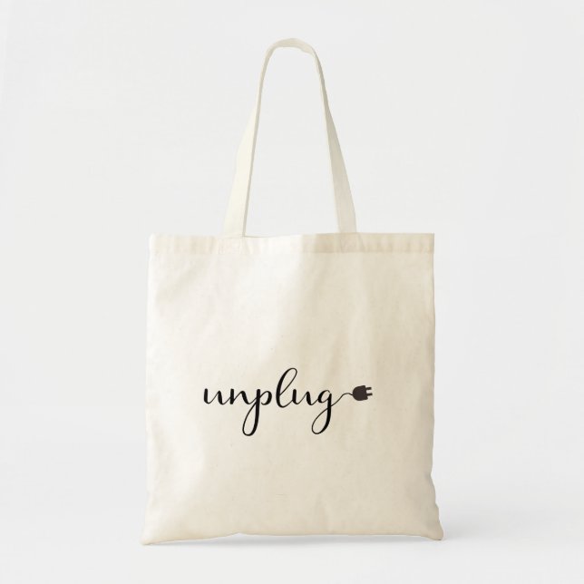 Tote Bag Débrancher avec le texte et le plug-in de script (Devant)