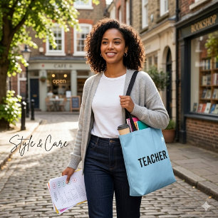 Tote Bag Déclaration de texte d'enseignant personnalisée bl