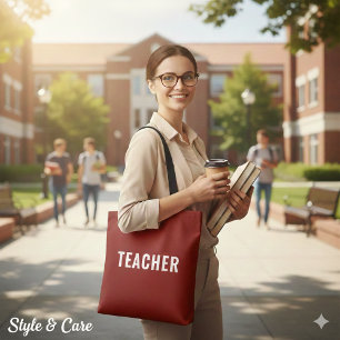 Tote Bag Déclaration de texte d'enseignant personnalisée Ro