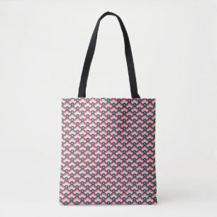 Tote Bag Déco pétoncles chinois, corail rose et turquoise