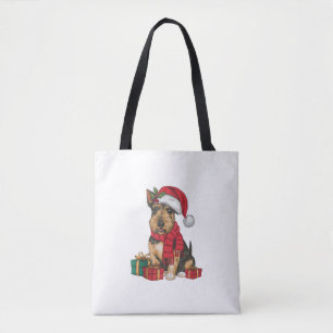 Tote Bag Décor de fête de Noël Père Noël Irlandais Terrier 