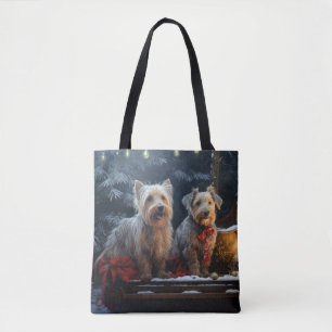 Tote Bag Décor de Noël de Terrier australien Snowy Sleigh