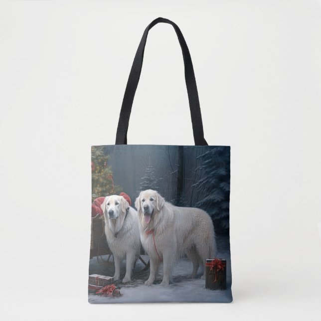 Tote Bag Décor de Noël des Grands Pyrénées neige neige neig (Devant)