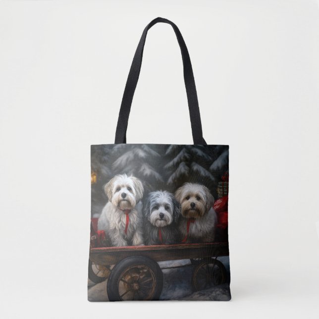 Tote Bag Décor de Noël Havanais Snowy Sleigh (Devant)