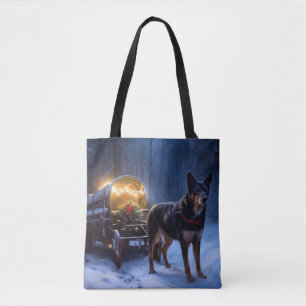 Tote Bag Décor de Noël Kelpie Snowy Sleigh