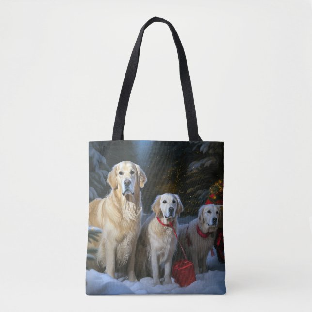 Tote Bag Décor de Noël pour retrieur d'or (Devant)