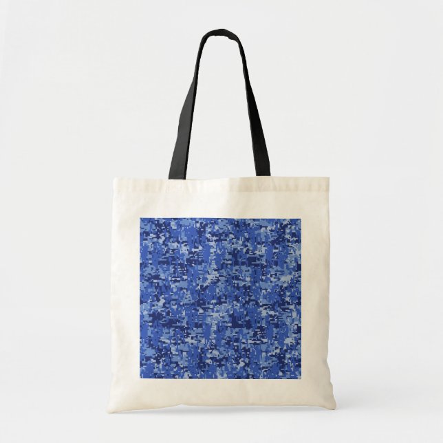 Tote Bag Décor de texture Camouflage bleu marine Pixels num (Devant)