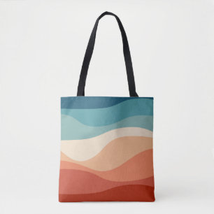 Tote Bag Décor des vagues de style rétro coloré